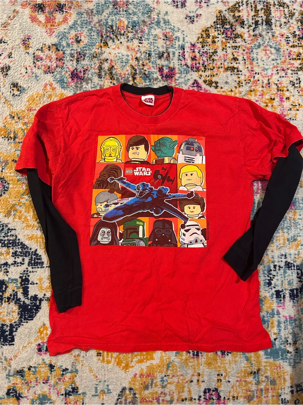 Star Wars Red & Black Kids Long Sleeve Layered-Look Tee
